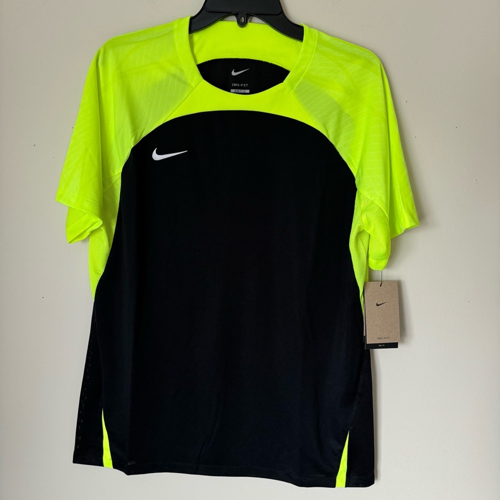 Nike Men's Neon Yellow and Black Sports Shirt size L NWT